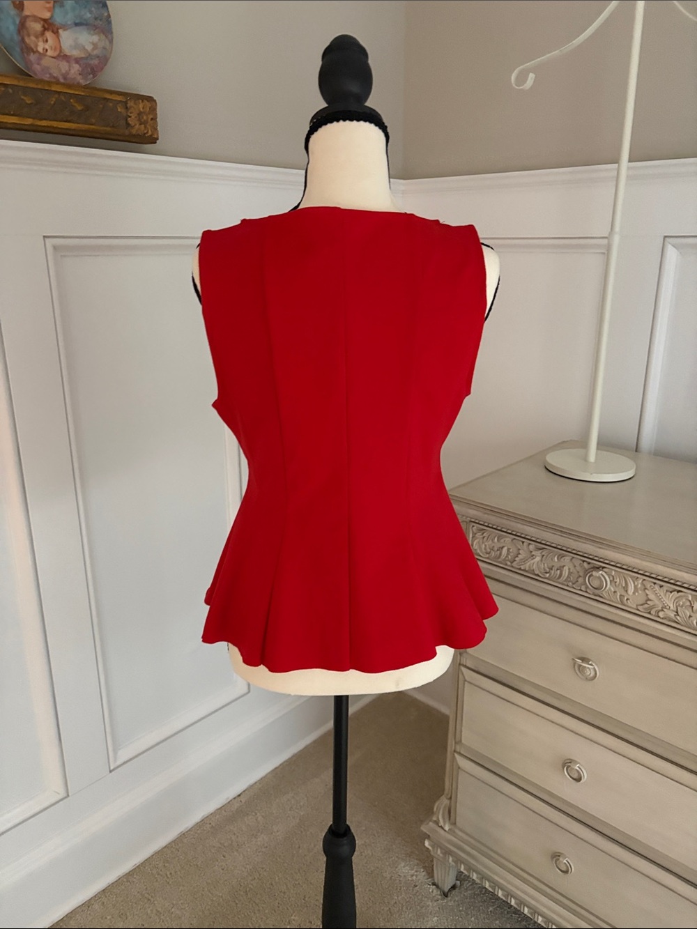 Anthropologie Red Sleeveless Peplum Tank Top - Picture 3 of 4